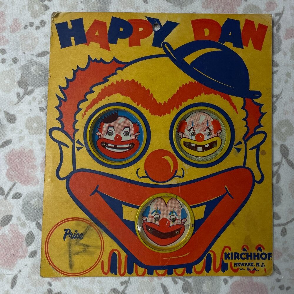 Kirchhof Vintage Toy - Happy Dan - 3 Clown, Ball in Hole Dexterity Game
